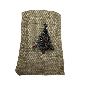 LIA VINTAGE CHRISTMAS TREE BROOCH PIN Womens Multicolor Rhinestone Dark Silver